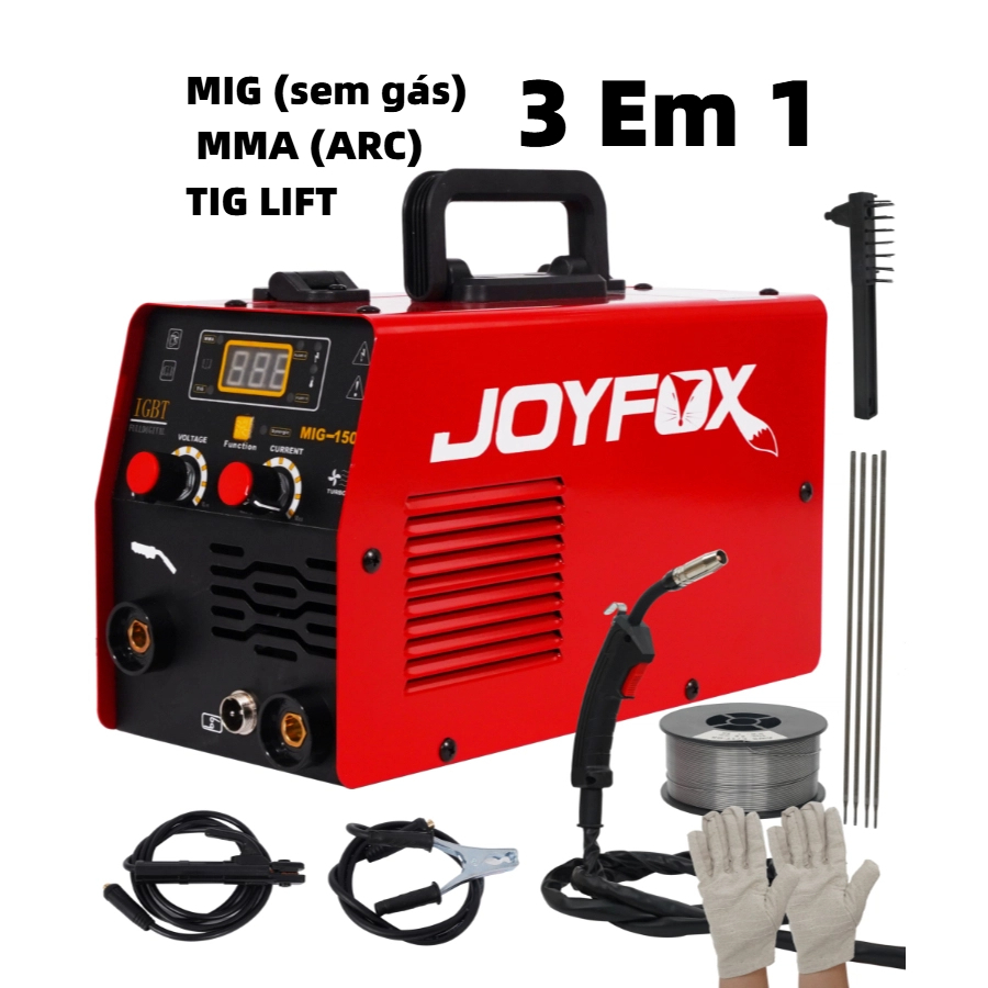 Máquina Solda Inversora 220V Mig 150a Sem Gás 3 Em 1 Tig Lift Eletrodo Frequência 50 Hz/60 Hz