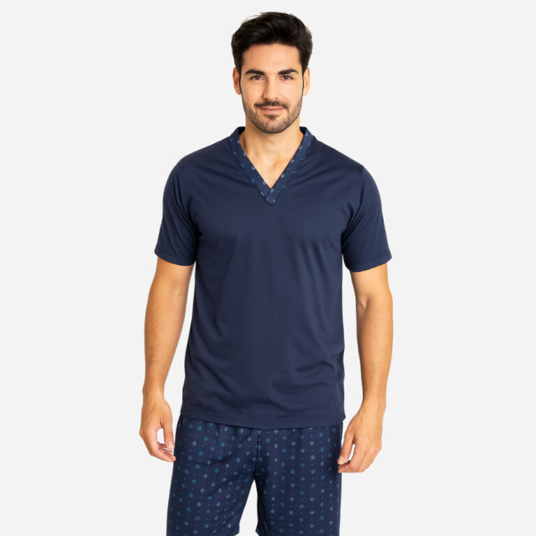 Pijama Masculino Malha PP Gola V 100% Poliéster c