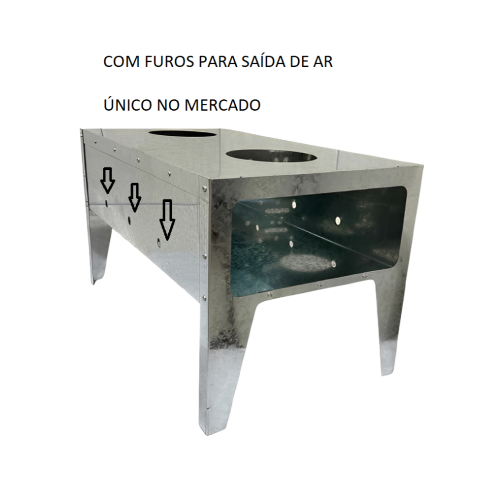 Fogão a Lenha Portátil 2 Bocas Multiuso Aço Galvanizado Camping Pescaria Prático Econômico