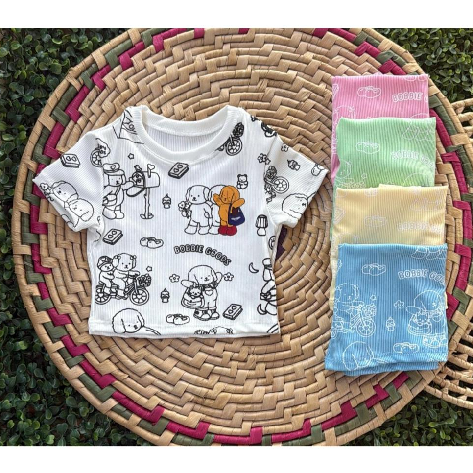 Blusa Croppd Infantil Menina Bobies Gods Manga Canelado Ribana-Moda-Bloguerinha