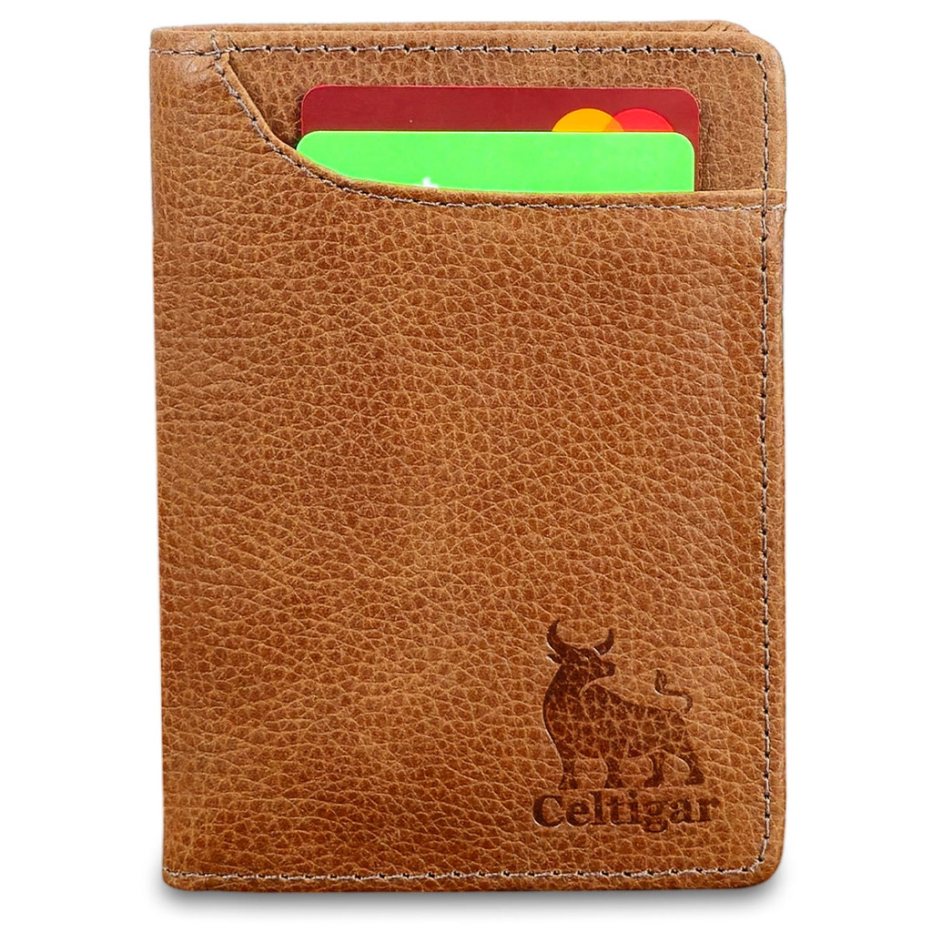 Carteira De Couro Legítimo Vertical Masculina RG CNH Moedas Antifurto Bloqueio RFID