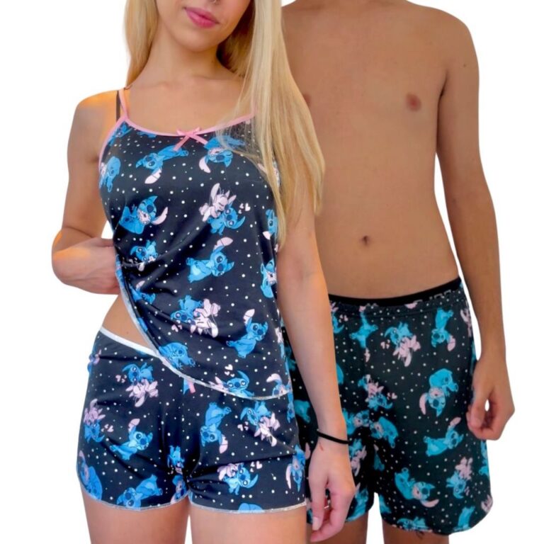 Kit Casal Pijama Feminino Samba Canção Namorados