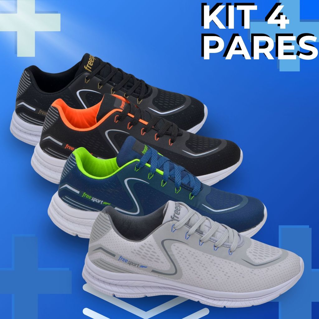 Kit 4 Pares Tênis Esportivos Masculino/Feminino para Academia e Corrida Lazer