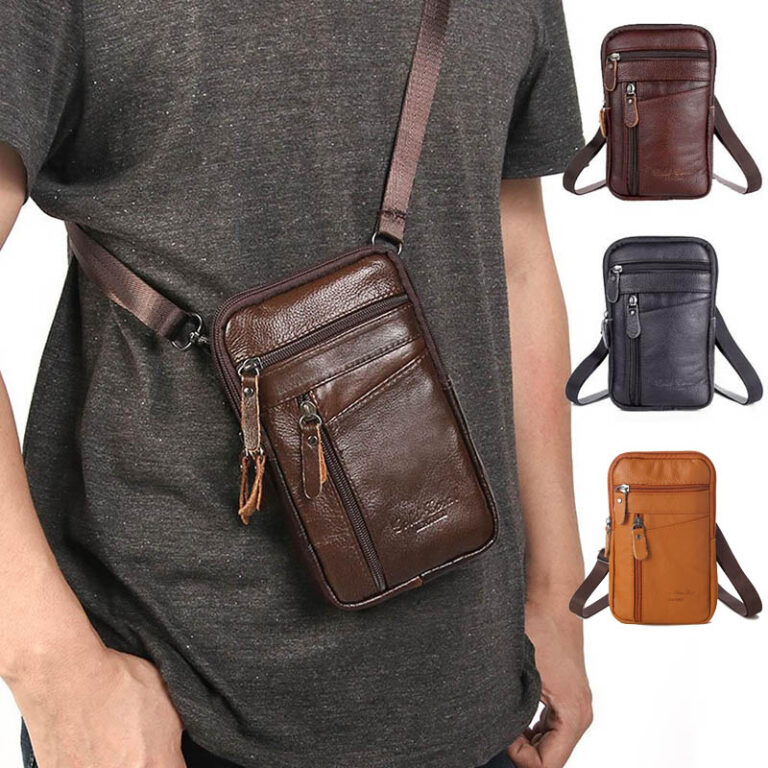 Mini Bolsa De Ombro De Couro Multifuncional Mascul