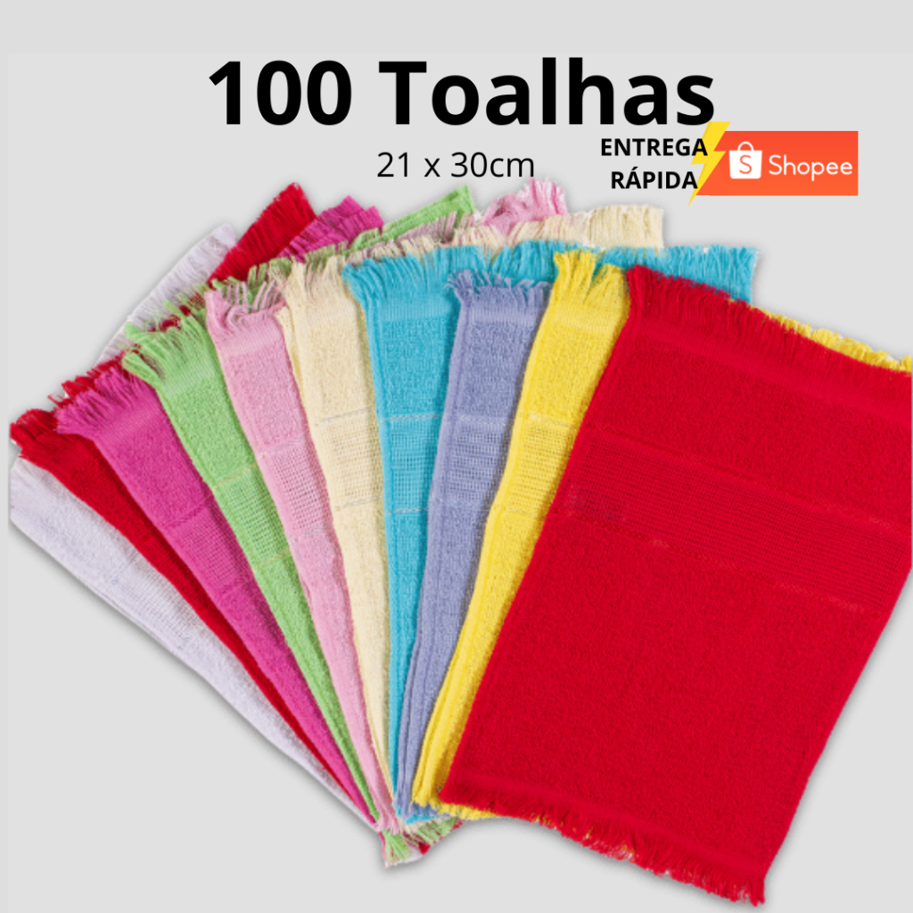 Kit 100 Toalhas Mão Social Toalhinha Artesanado Bordado Escola Doação Lancheira Criança Lavabinho