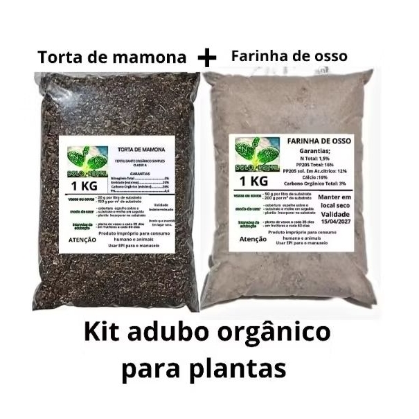 Kit farinha de osso CALCINADO para plantas + TORTA