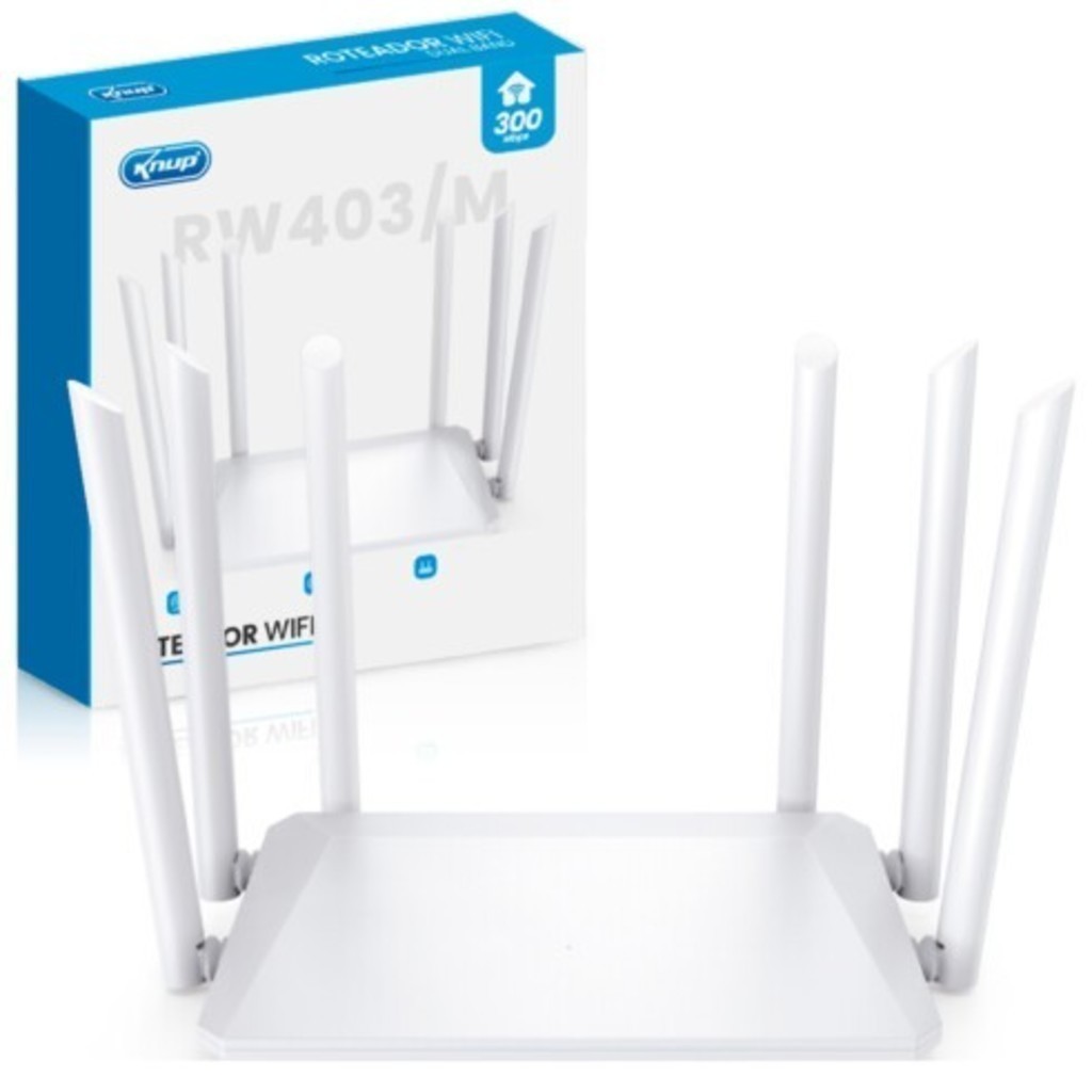 Roteador Wifi 2.4GHz 300mbps com 6 Antenas KNUP – KP-RW403/M