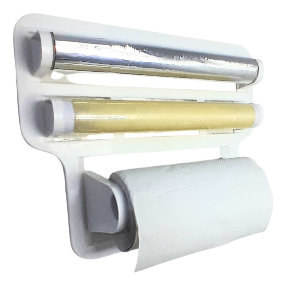 Suporte Para Cozinha 4×1  Papel Toalha Pvc Gancho Utensílios