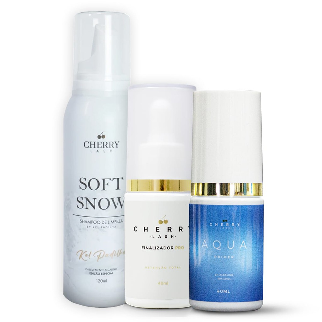 Combo Cherry Lash Aqua Primer com Finalizador e Soft Snow