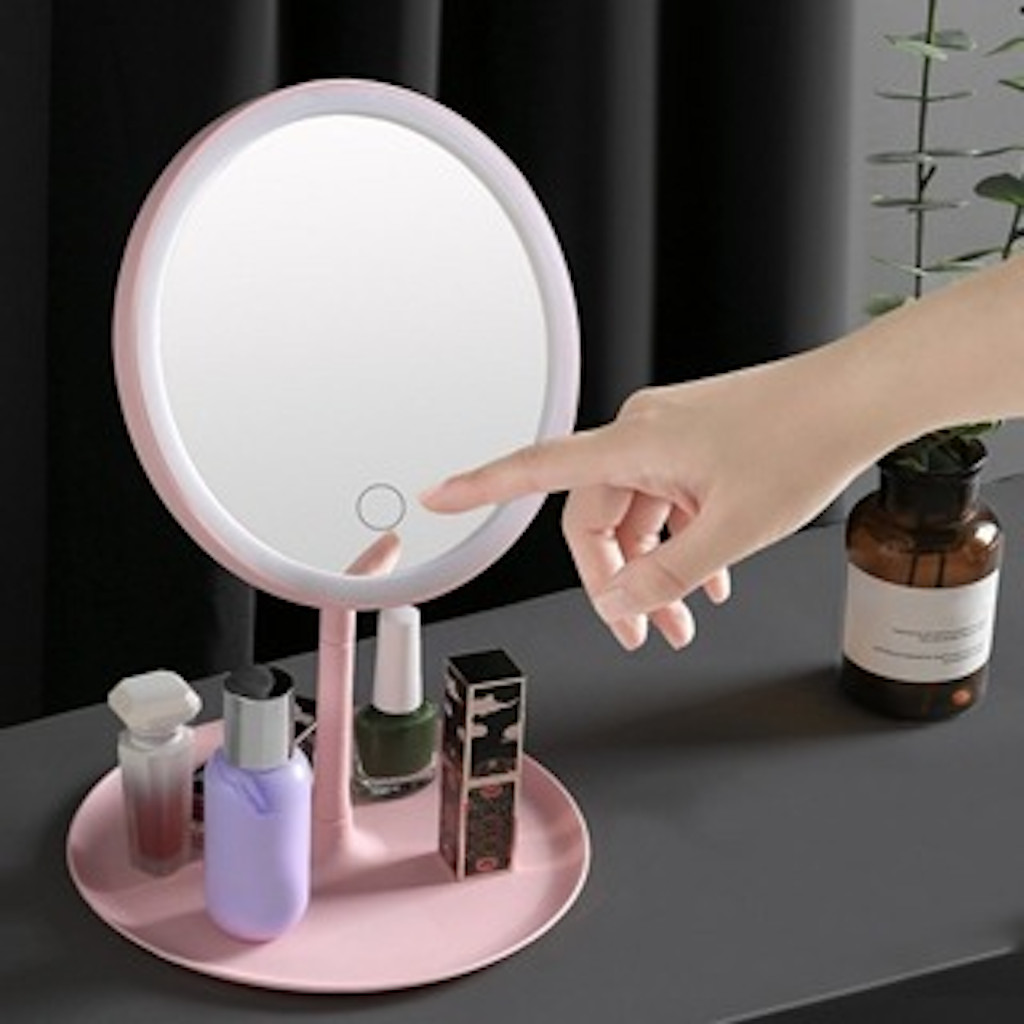 Espelho Para Maquiagem Mesa Inteligente Com Luz De Claro Led Portátil Dobrável Ajustável