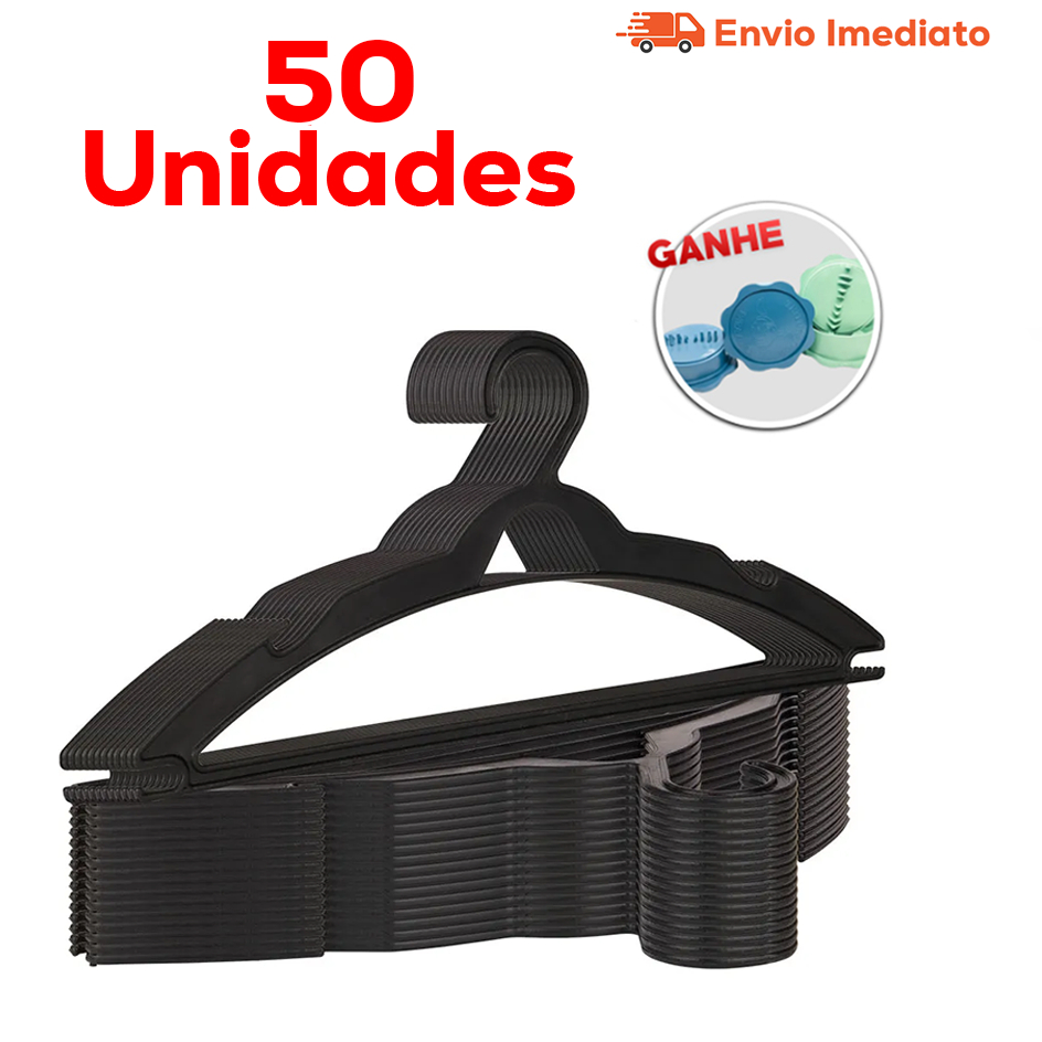 Cabide Adulto Preto Kit Cabides Reforçados Organizar Roupas Envio Imediato