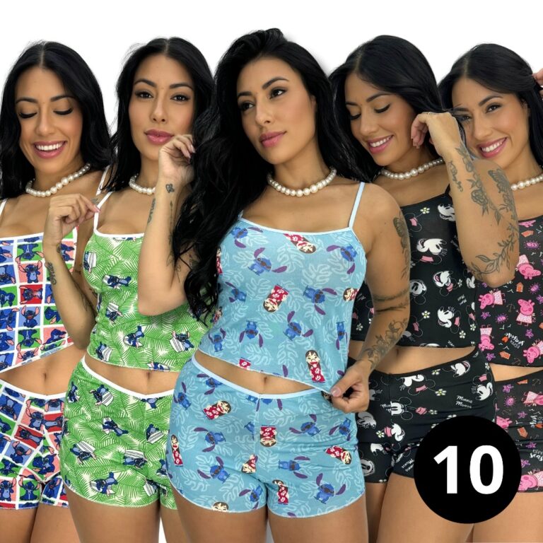 KIT 10 Pijama short dool baby Micro Estampado Blus