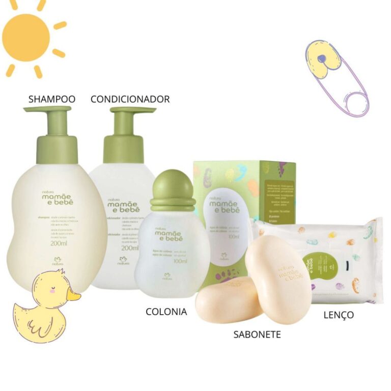 Kit Clássico Mamãe e Bebê Natura cuidado e Higi