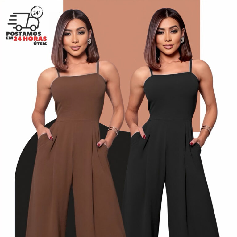 MACACÃO FEMININO PANTALONA COM ALÇA REGULÁVEL T