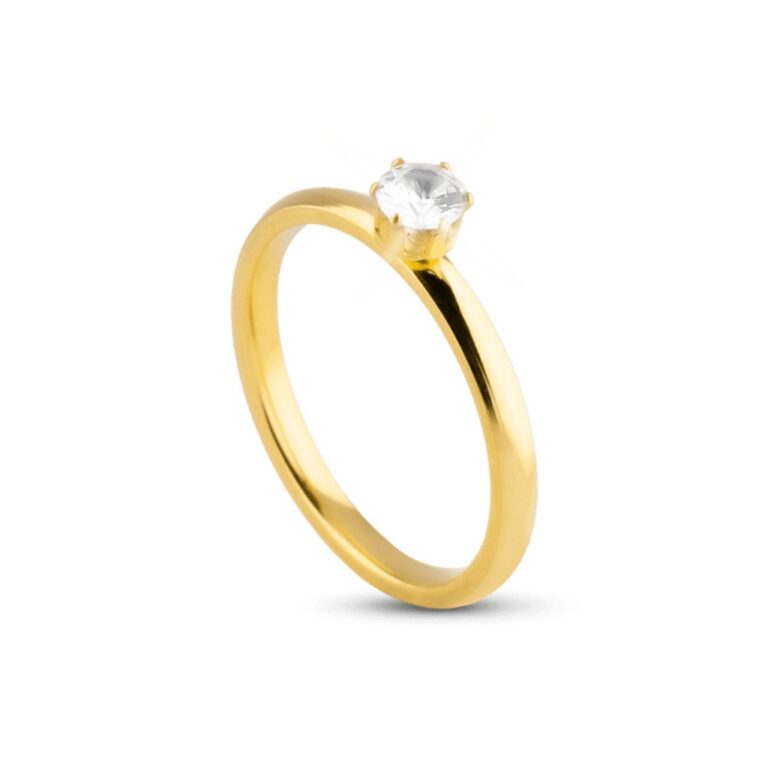 Anel Solitário Banhado a Ouro 24K 3mm liso com ú