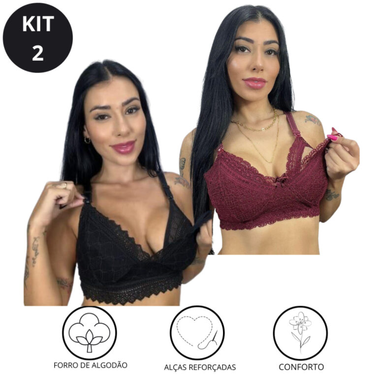 KIT C/ 2 Sutiã de Amamentação Reforçado em Ren