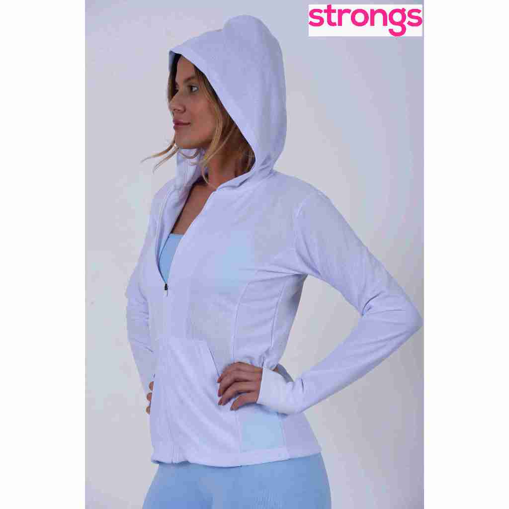 Casaquinho Casaco Jaqueta Jaquetinha feminina Capuz bolso Dry Fit Proteção  Uv50+ Treino Academia Zi
