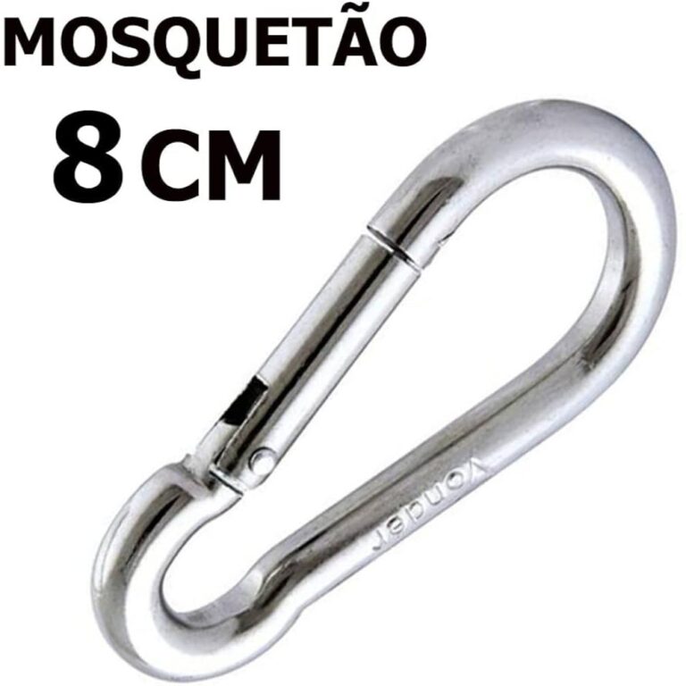 Kit 2 Mosquetão Aço Carbono 8cm 8×80 Trava 