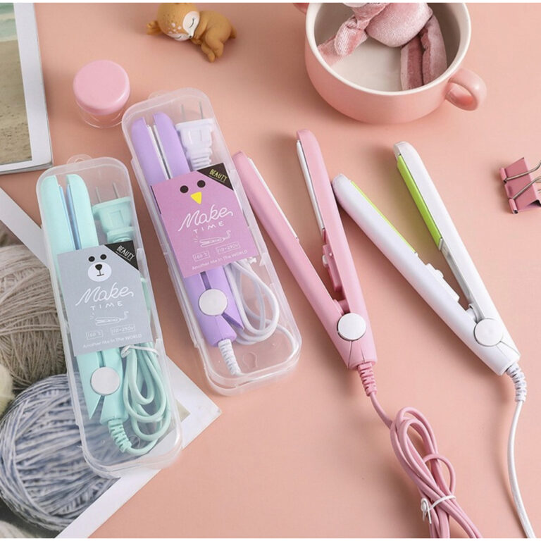 Mini chapinha bivolt com estojo, prancha de cabelo