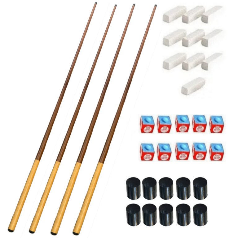 4 Tacos Sinuca Bar Snooker 1.45m + Virolas + Giz A