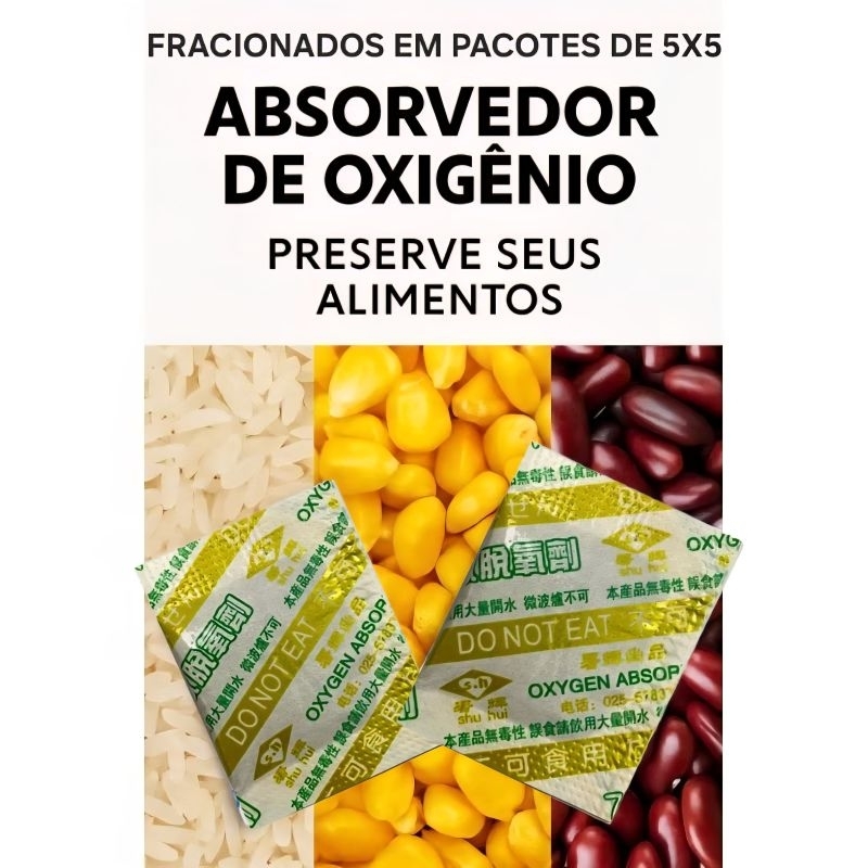 Absorvedor de oxigênio para alimentos 30cc fracionados de 5×5