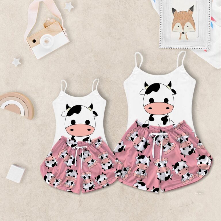 Conjunto Kit Tal Mãe e Filha Pijama Feminino Vaca