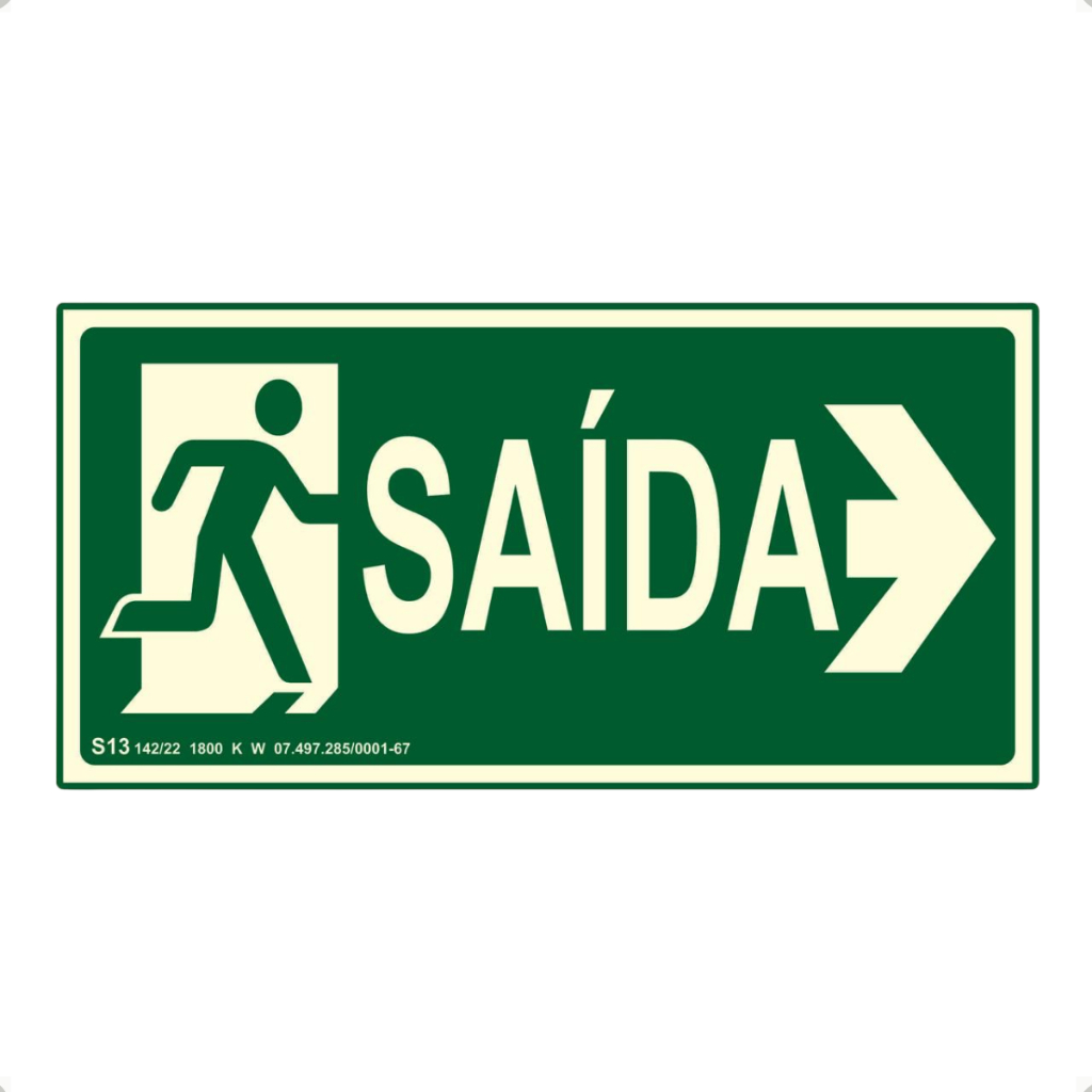 Placa De Sinalização Saída A Direita S13 Verde Rota De Fuga