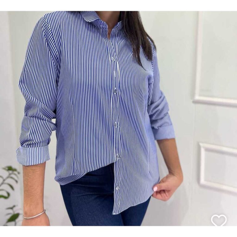 camisa feminina manga longa listrada