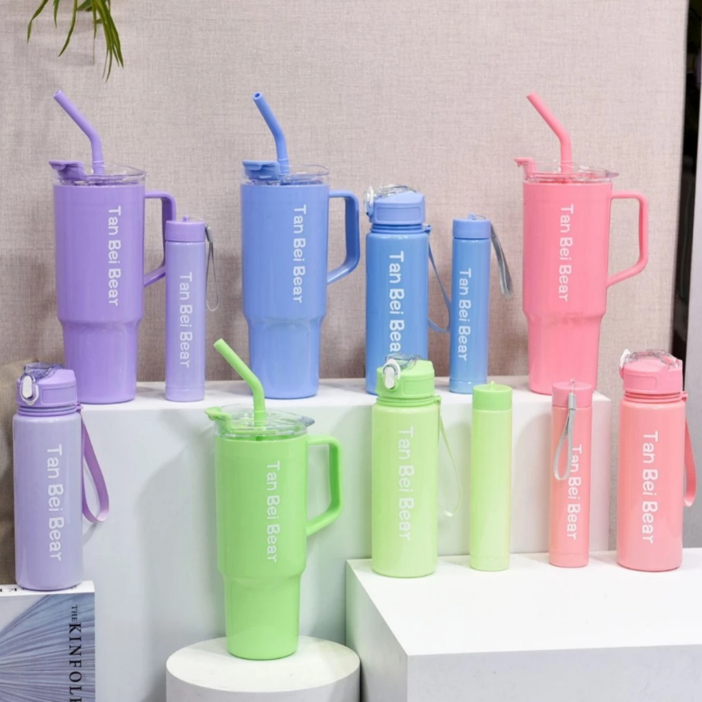 Kit 3 Garrafas Squeeze Motivacionais Garrafa Água Academia Com 1.2L e 800ml e 300ml copo stanley can