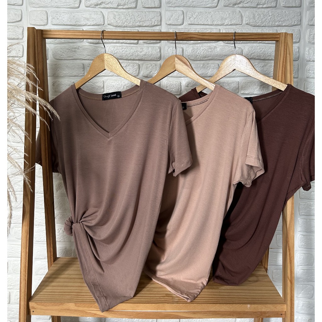 T-shirt Camiseta Feminina 100% Viscolaycra Blusinha Fashion Gola V Estilosa Plus Size