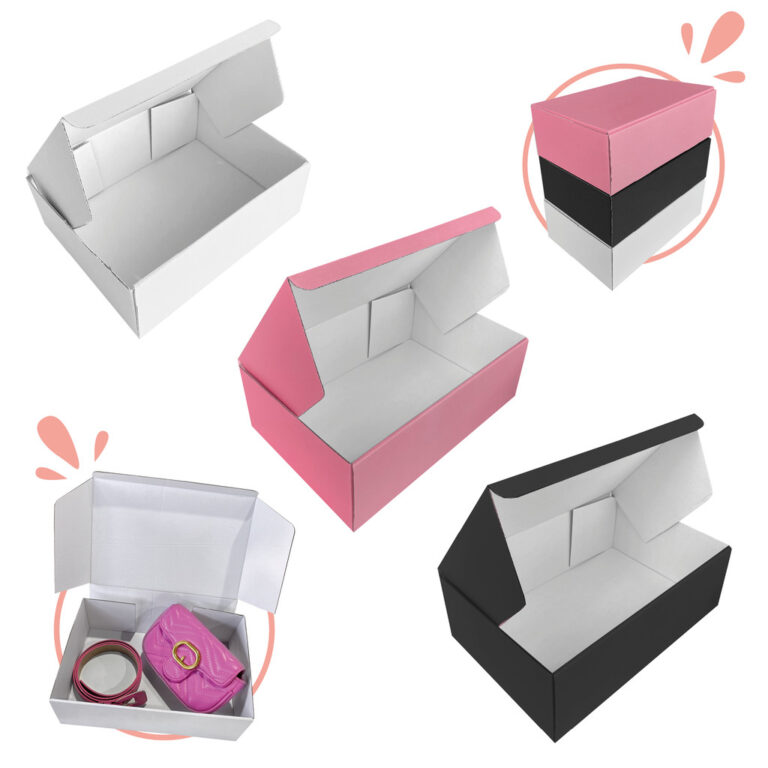 Kit Caixas de Papelão com Papel de Seda 27x18x9cm