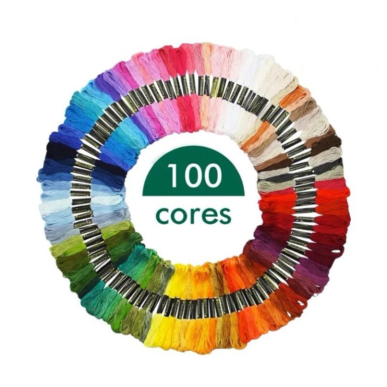 Kit 100 Meadas de Linhas de Bordado Ponto Cruz Art