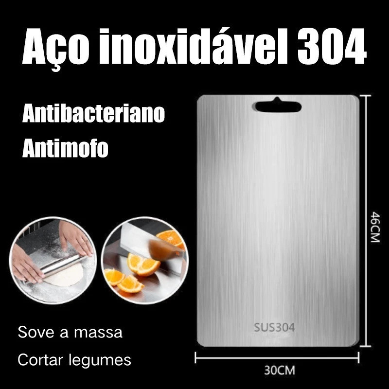 Tábua De Corte 304 Aço Inoxidável Antibacteriana À Prova De Mofo 46 cm tábua de cozinha
