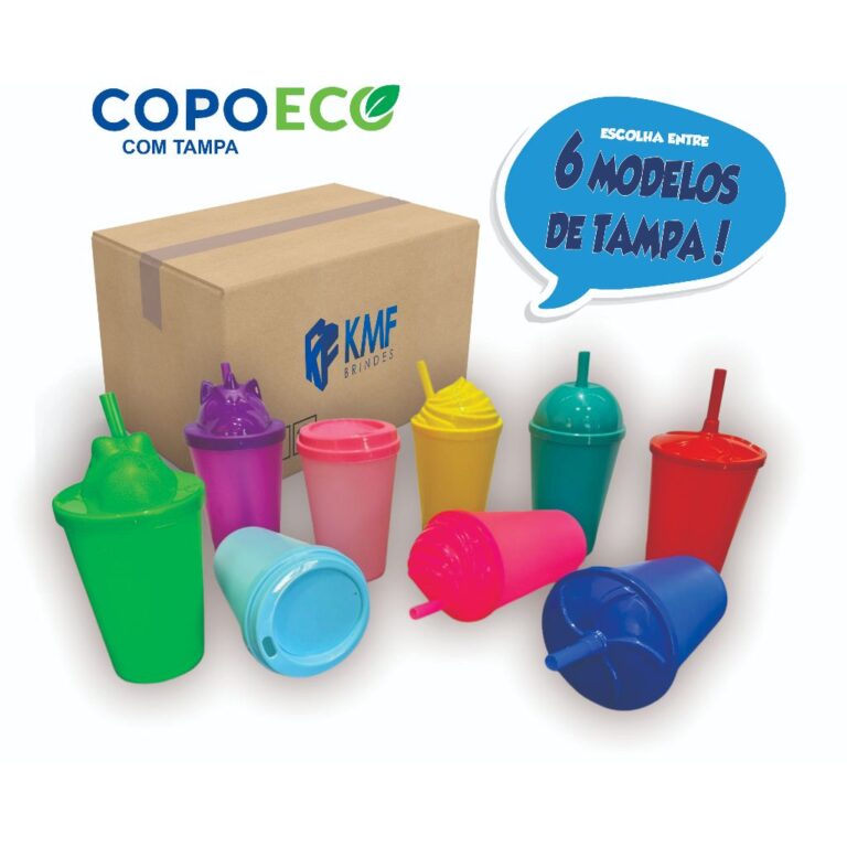 50 Copos ECO com Tampa 300ml Ecológico, Flexível