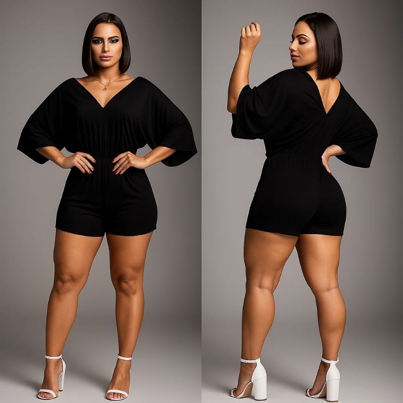 macaquinho midi manga flare festa praia feminino Virgínia gola V verão  tendência serve gestante  ca