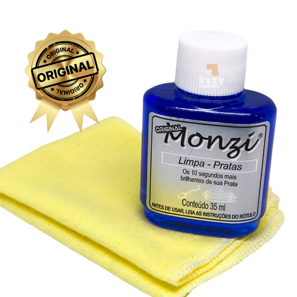 Limpa Prata 925 Joias Monzi Original Azul + Flanela Mágica Polimento Pano Toque Mágico
