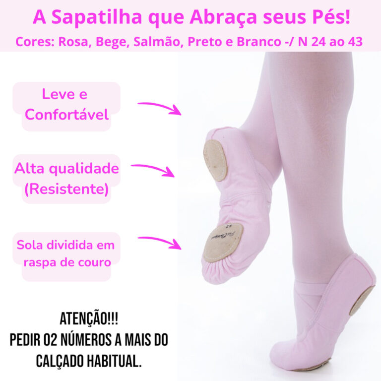 Sapatilha Sola Dividida Lona Ballet, Sapatilha de 