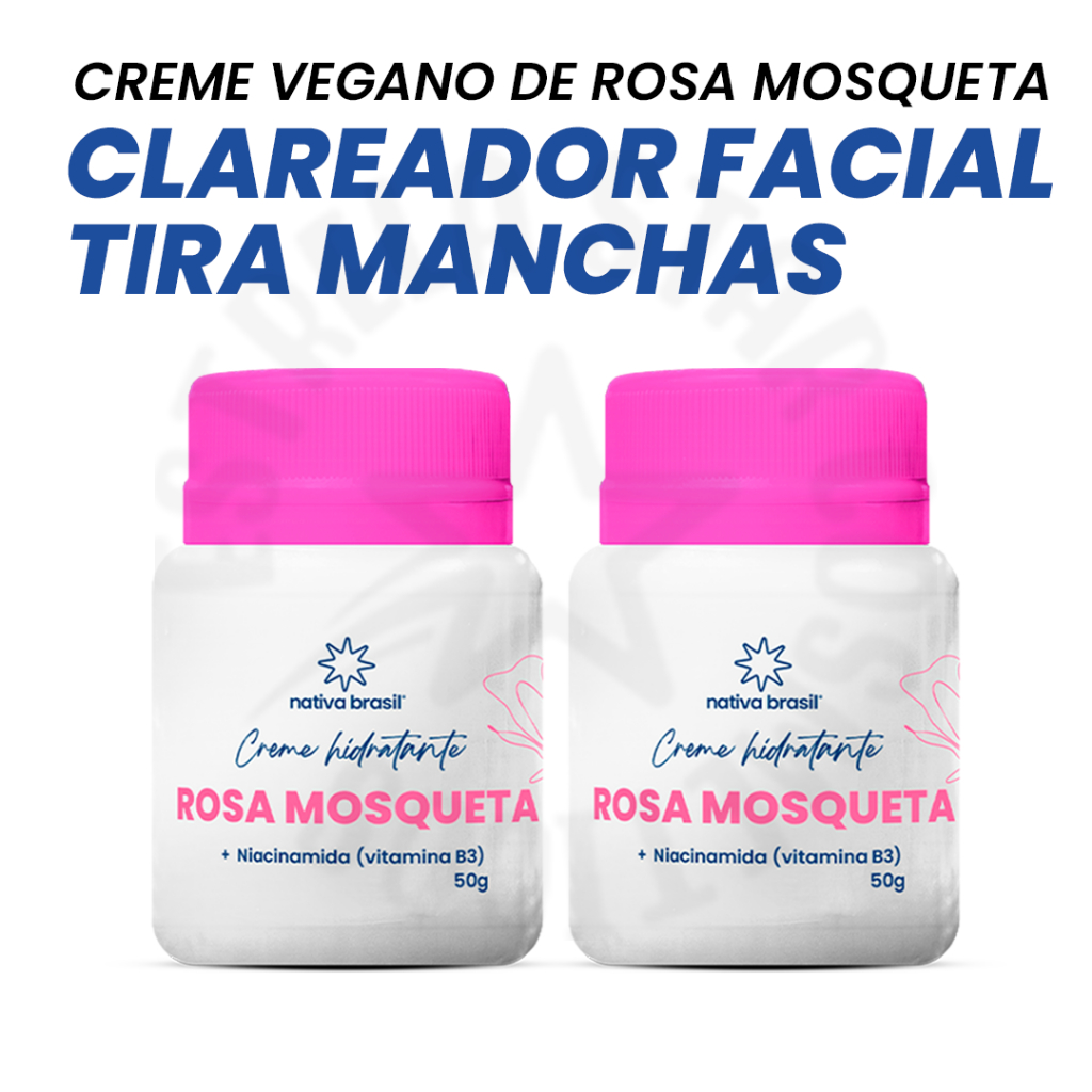 Kit 2 Pomada Clareadora rosa mosqueta  Tira Manchas Espinhas, Melasma e Linhas de Expressão no Rosto