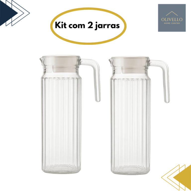 Kit 2 Jarras Suiça De Vidro Suiça 1,1L Com Tampa