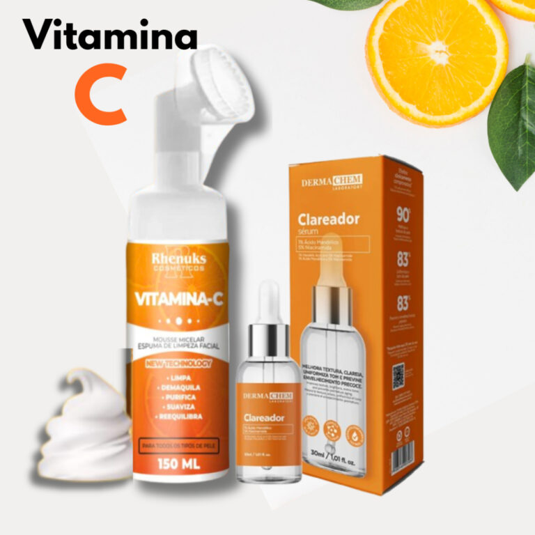 Kit Skincare Mousse Limpeza Facial Vitamina C+Sér