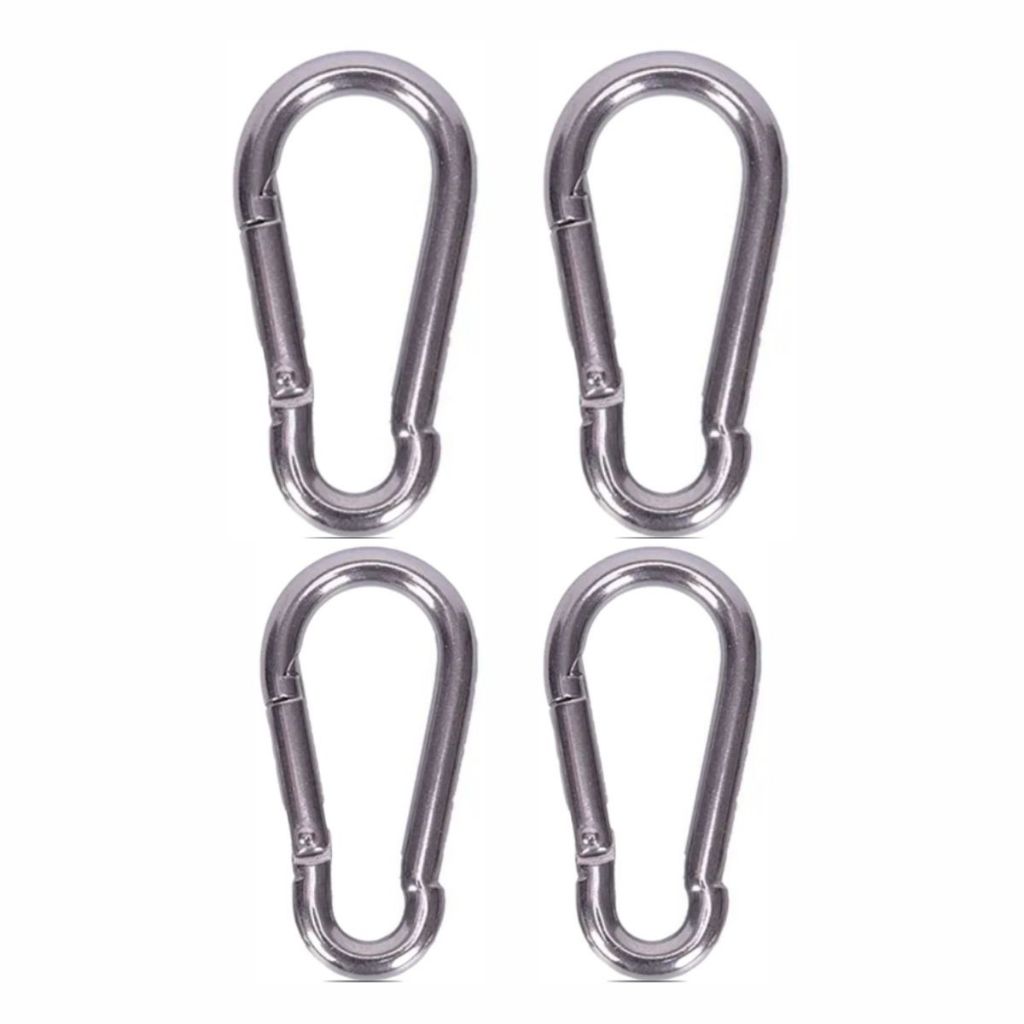 Kit 4 Mosquetão Aço Carbono 8cm 8×80 Trava Simples Academia Suporta 230kg