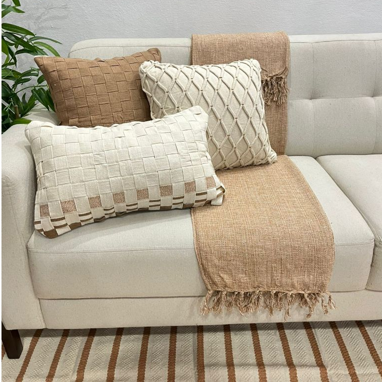 Kit de Almofadas Coroa Caramelo Macrame Artesanal 
