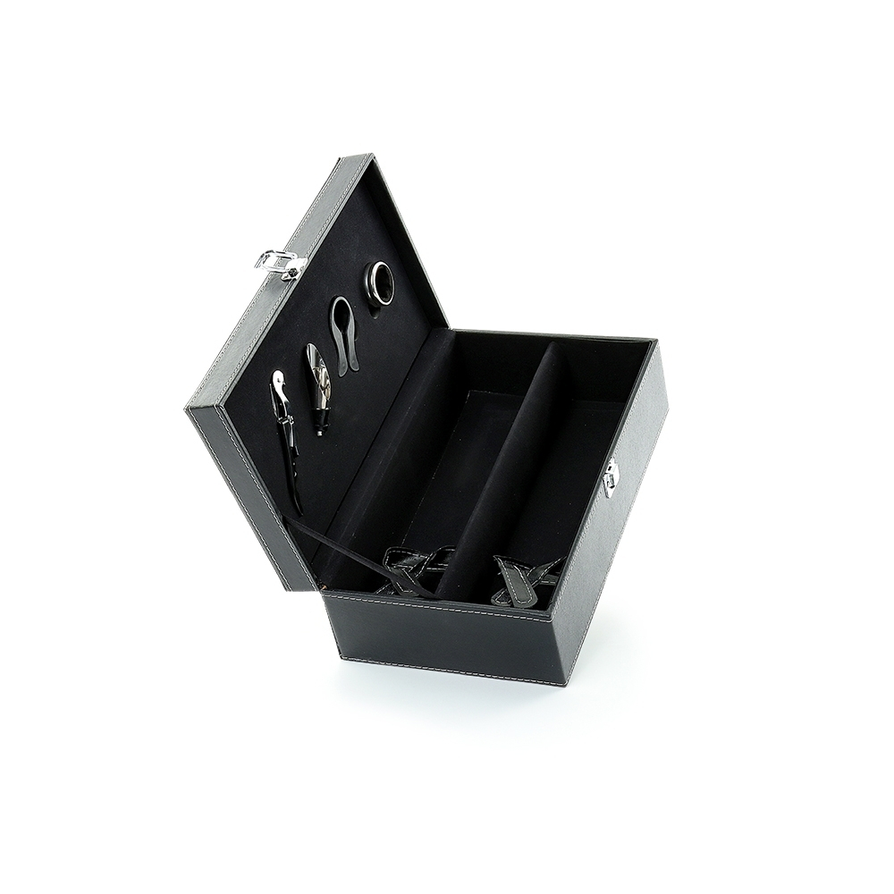 Kit Maleta Vinho 4 Peças Alça Para 2 Garrafas Resistente Durável Presente