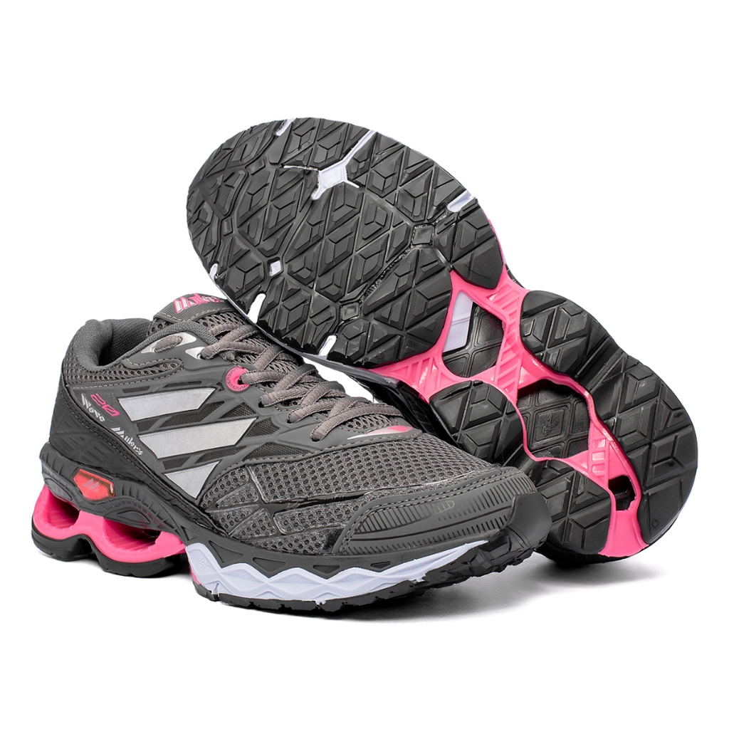 tenis feminino rosa com molas para academia treino corrida caminhada trabalho do 33 ao 42 crossfit