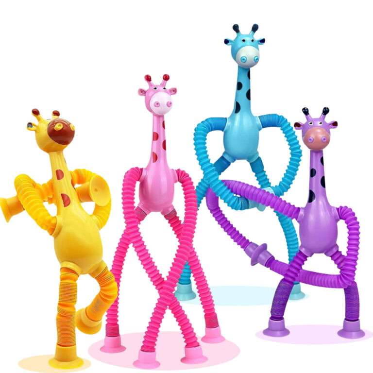 Kit 1/2/4 Girafas Pop It Tubo Estica Gruda Puxa Me