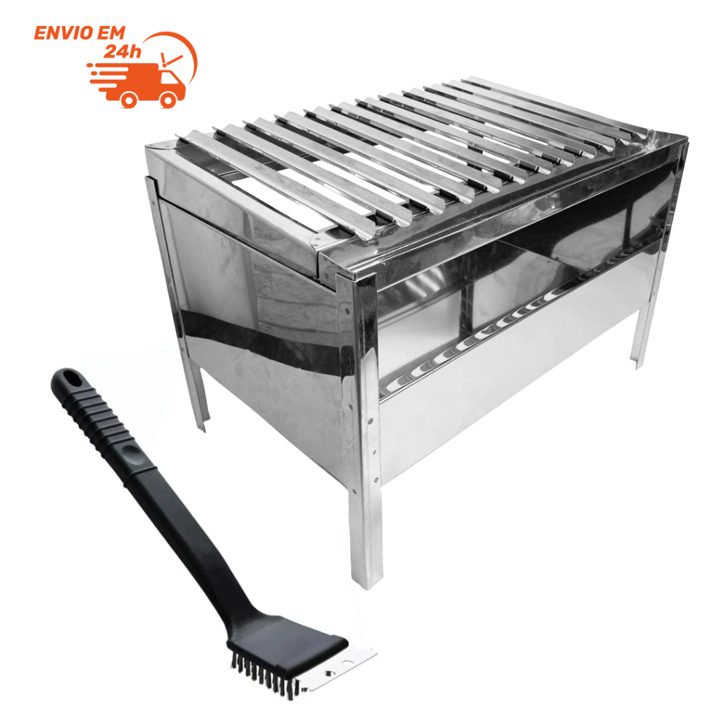 Mini Churrasqueira Movel Parrilla Argentina  Portátil Inox Bancada Camping Campeira
