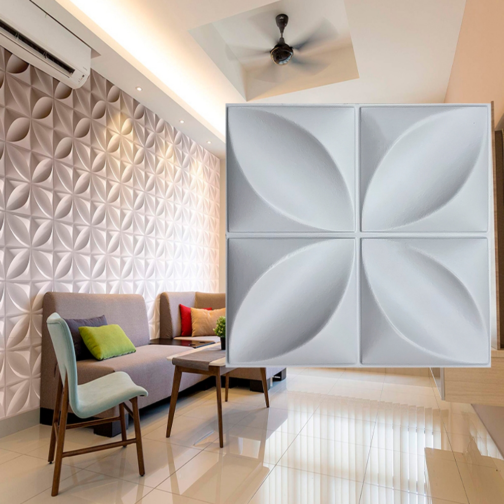 Kit 40 Placas PVC 3D Decoração Revestimento de Parede 25×25 cm Com Dupla Face