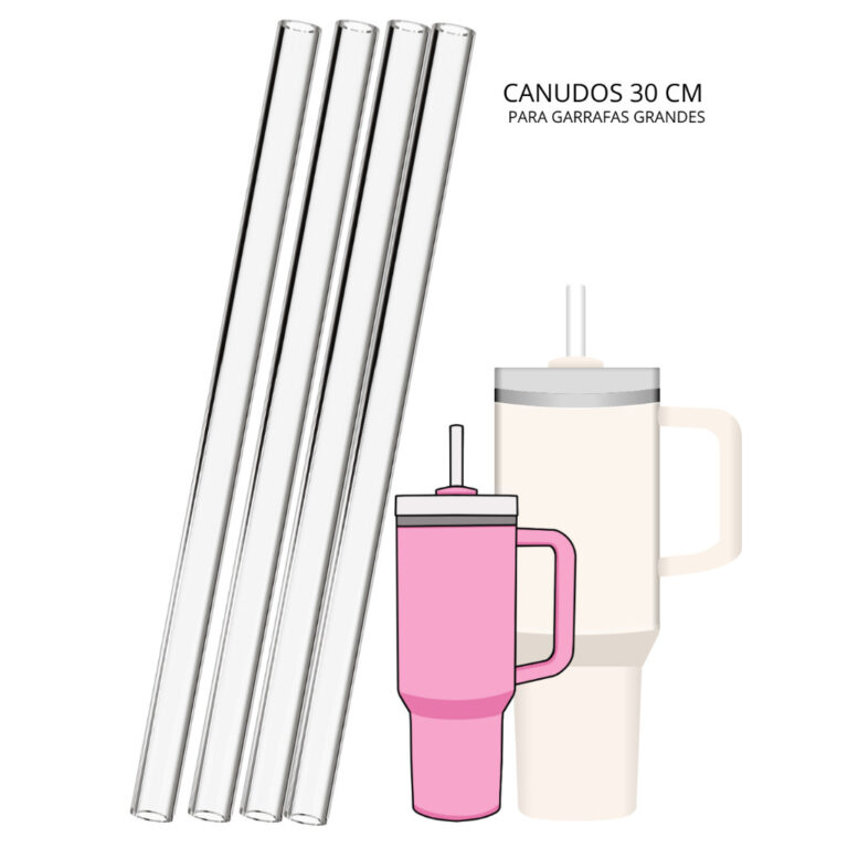 Kit Canudos Transparentes de Plastico Rigido Reuti