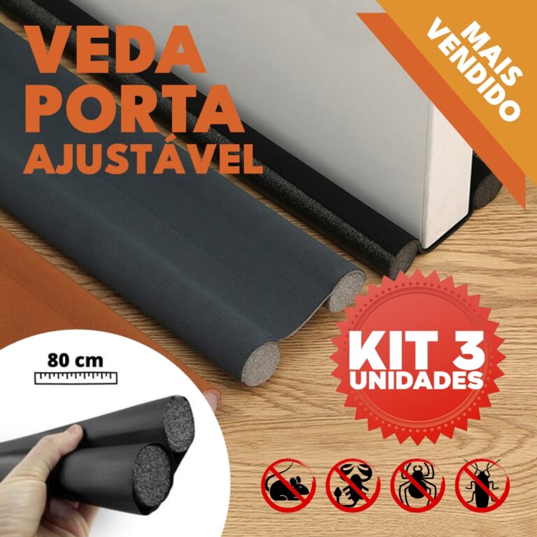 Kit 3 Veda Porta Proteção Ajustável Protetor de