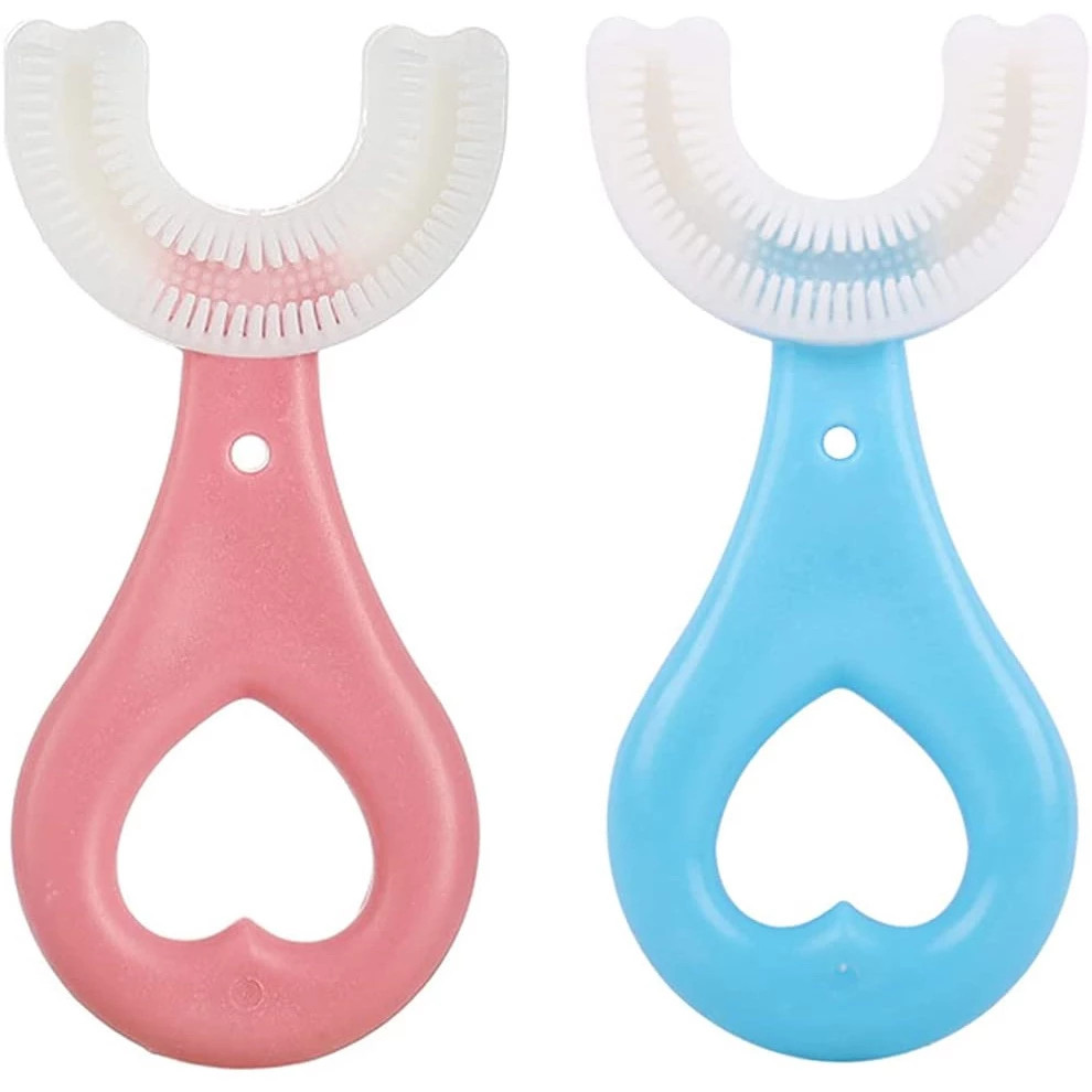 Escova De Dente Infantil Em Formato U 360° De Silicone Suave Para Crianças De 2 a 12 Anos, Limpeza E